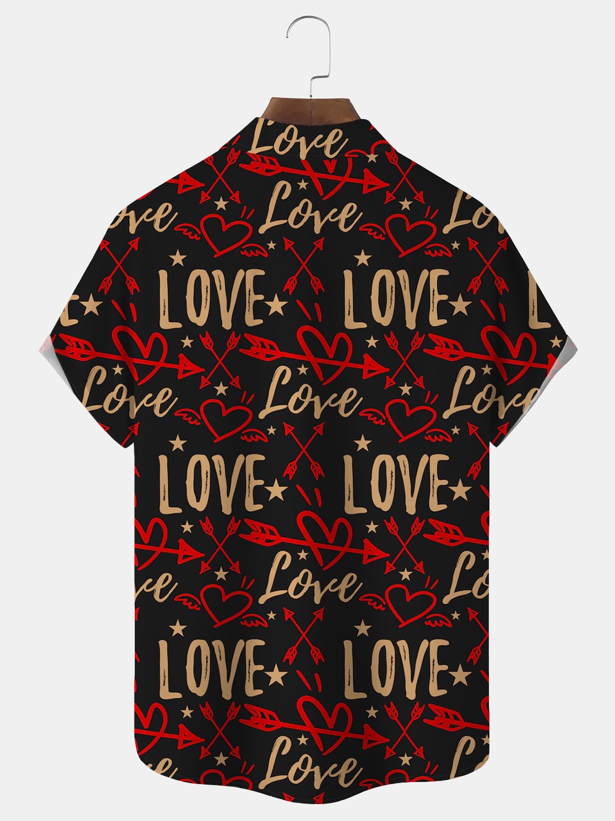 Royaura® Valentine's Day Heart Cupid Print Men's Button Pocket Short Sleeve Shirt Big & Tall