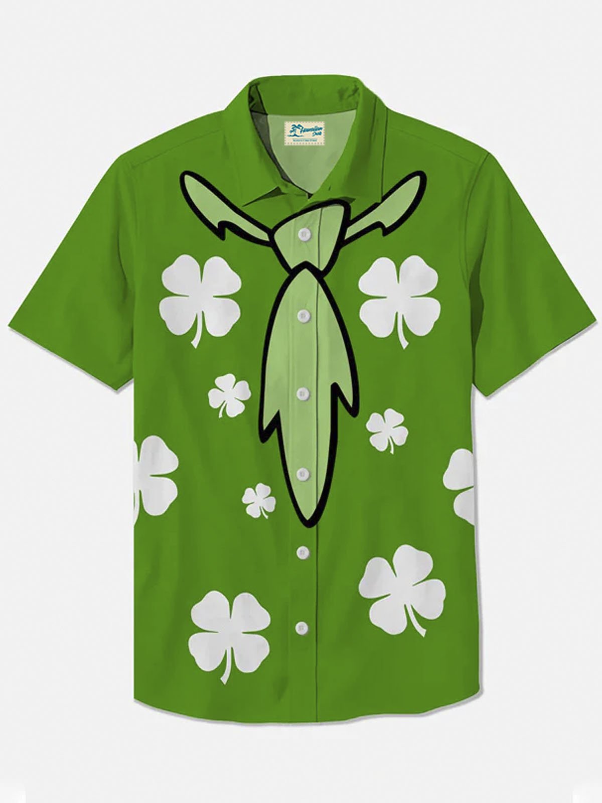 Royaura® St. Patrick's Fake Two Piece Shamrock Button Pocket Short Sleeve Shirt Big & Tall