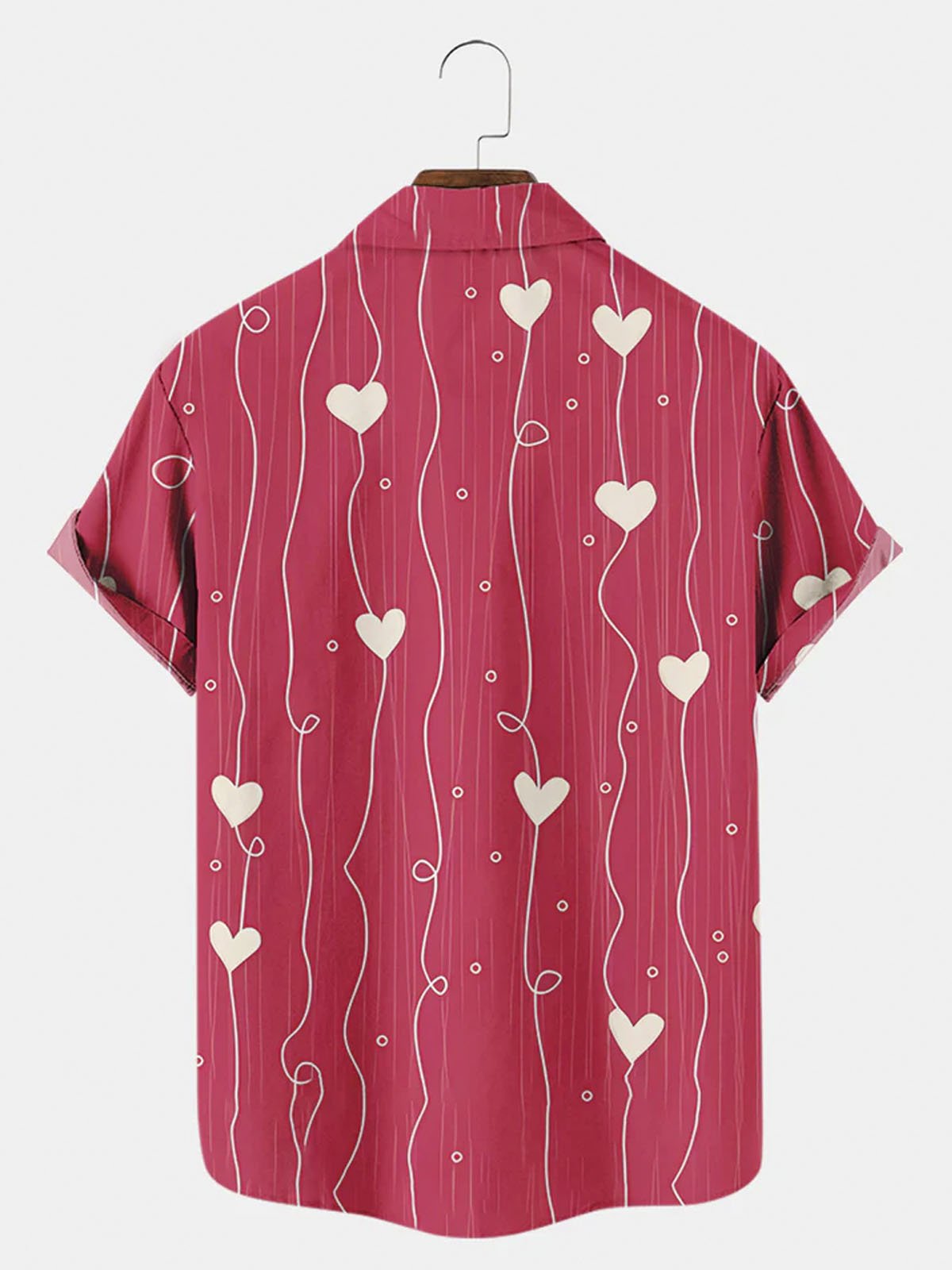 Royaura® Valentine's Day Heart Button Pocket Short Sleeve Shirt  Big & Tall