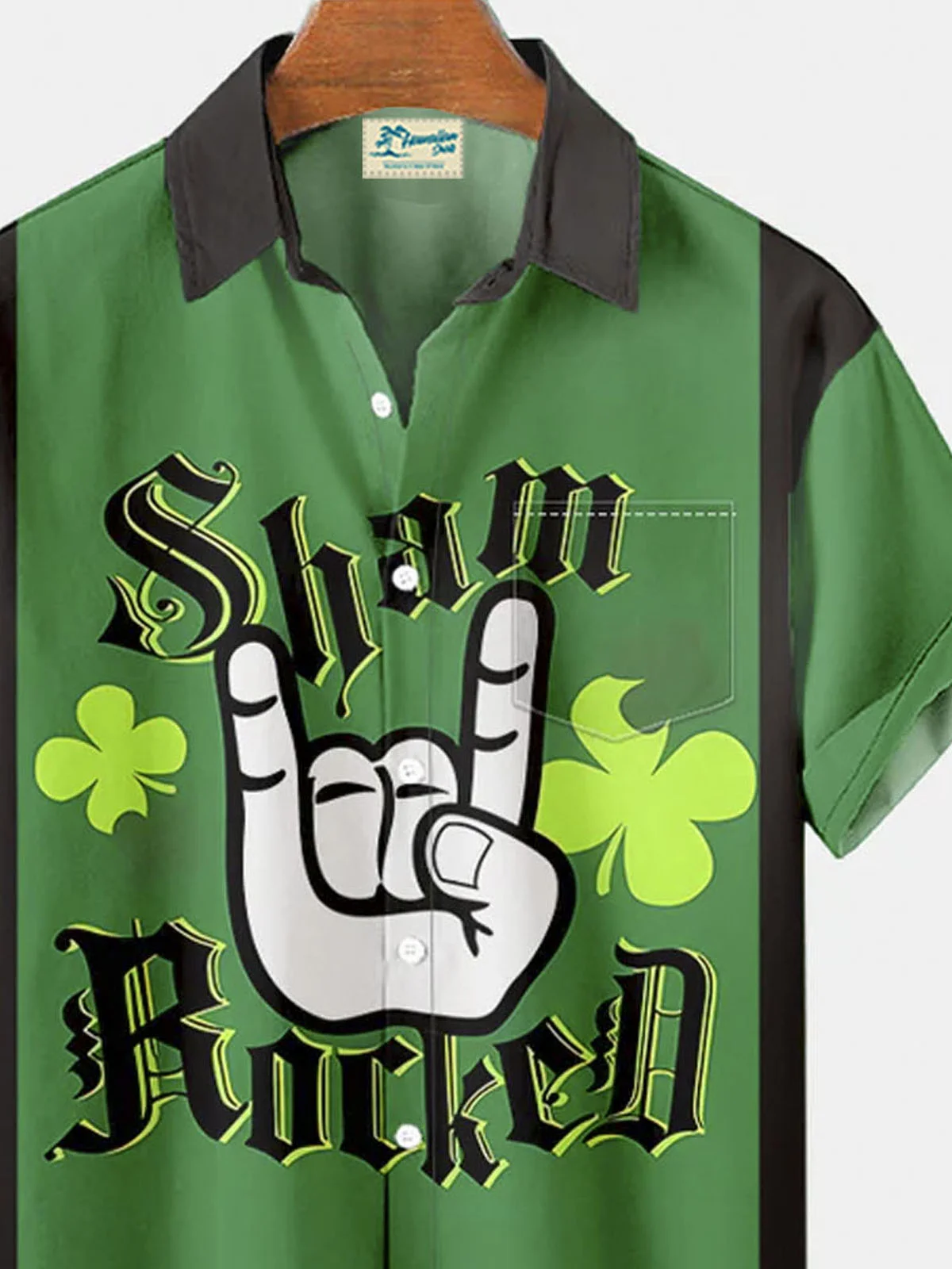 Royaura® St. Patrick's Day Shamrock Button Pocket Short Sleeve Shirt Big & Tall