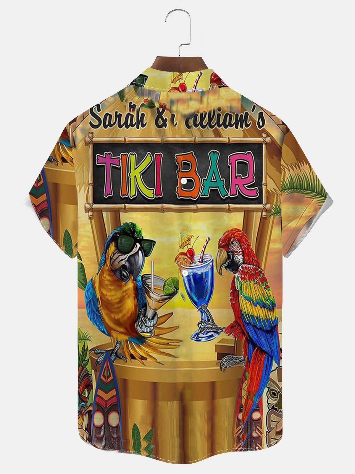 Royaura® Hawaiian Toucan Print Lettering Button Pocket Short Sleeve Shirt  Big & Tall