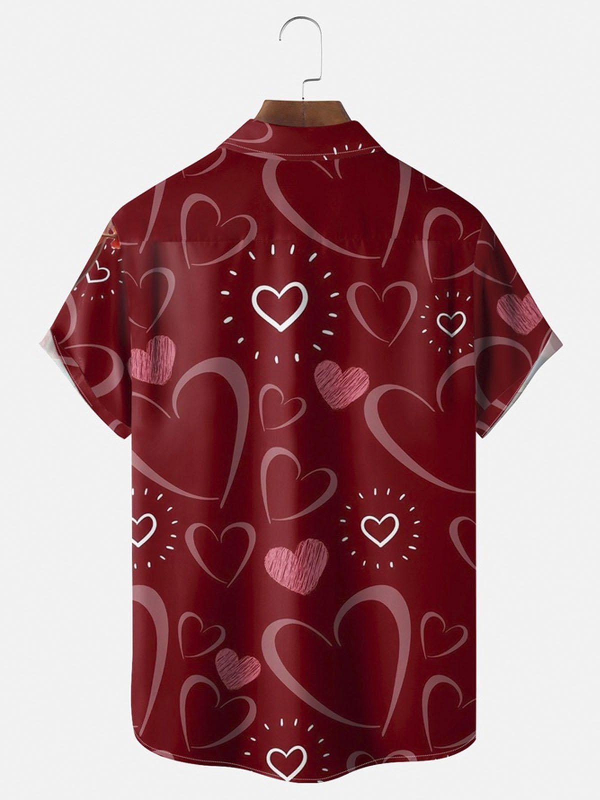 Royaura® Valentine's Day Cupid Heart Print Button Pocket Long Sleeve Shirt  Big & Tall