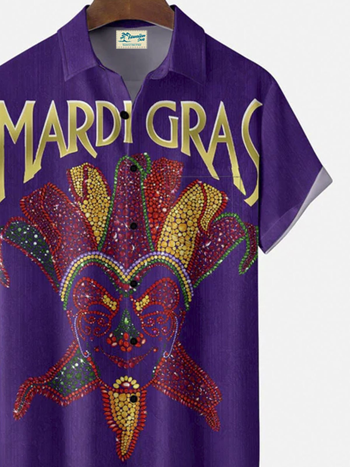 Royaura® Mardi Gras Clown Crown Button Pocket Short Sleeve Shirt Big & Tall