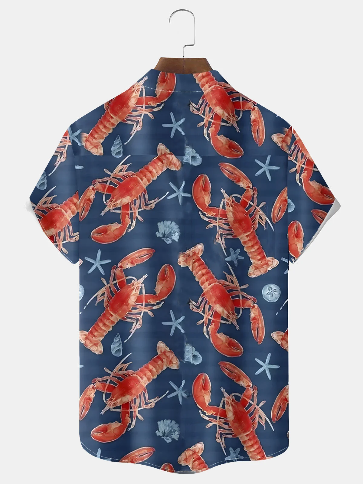 Royaura® Hawaiian Lobster Ocean Print Button Pocket Short Sleeve Shirt Big & Tall