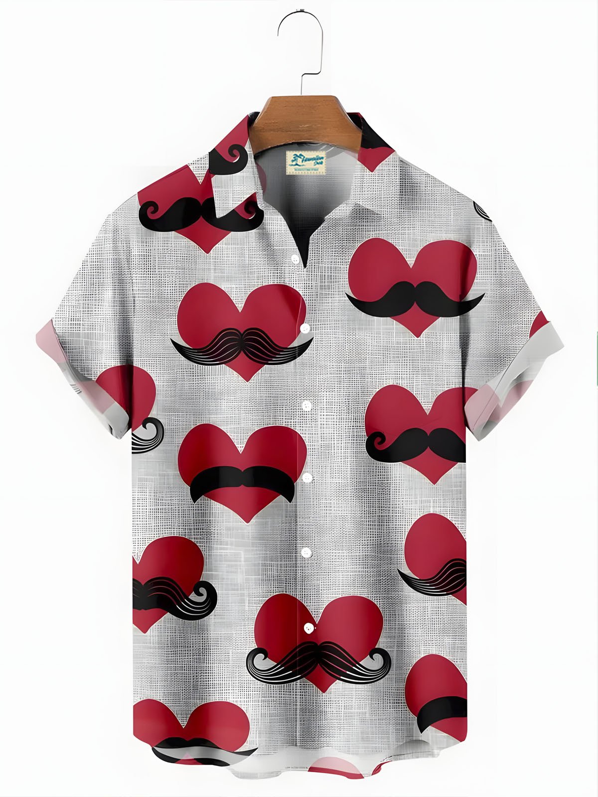 Royaura® Valentine's Day Heart Button Pocket Short Sleeve Shirt Big & Tall