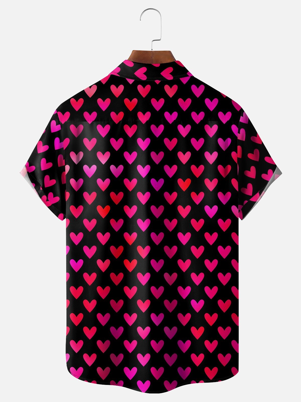 Royaura® Holiday Valentine's Day Heart Print Men's Button Pocket Short Sleeve Shirt Big & Tall