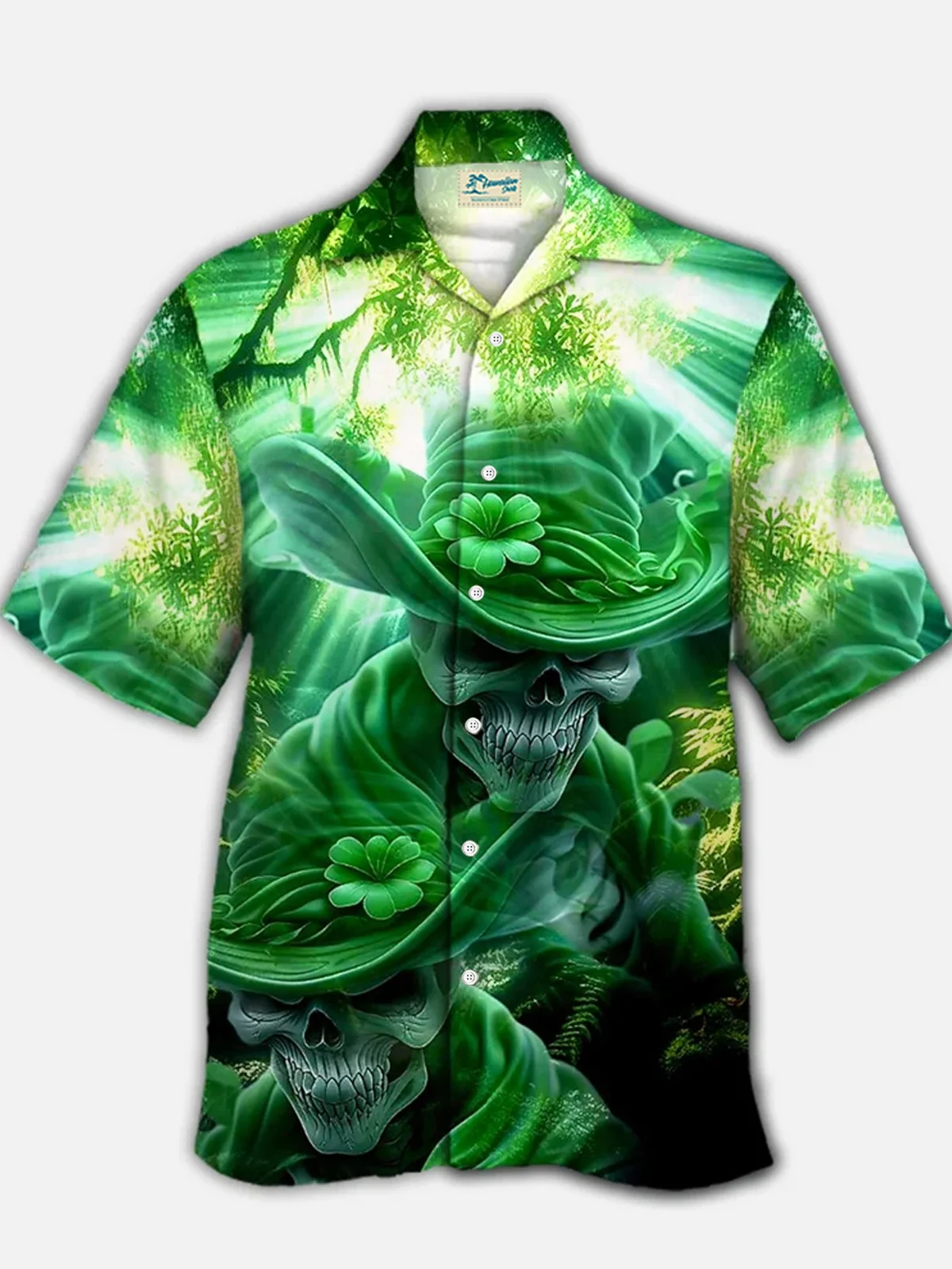 Royaura® St. Patrick's Day 3D Digital Printed Men's Button Pocket Short Sleeve Shirt Big & Tall