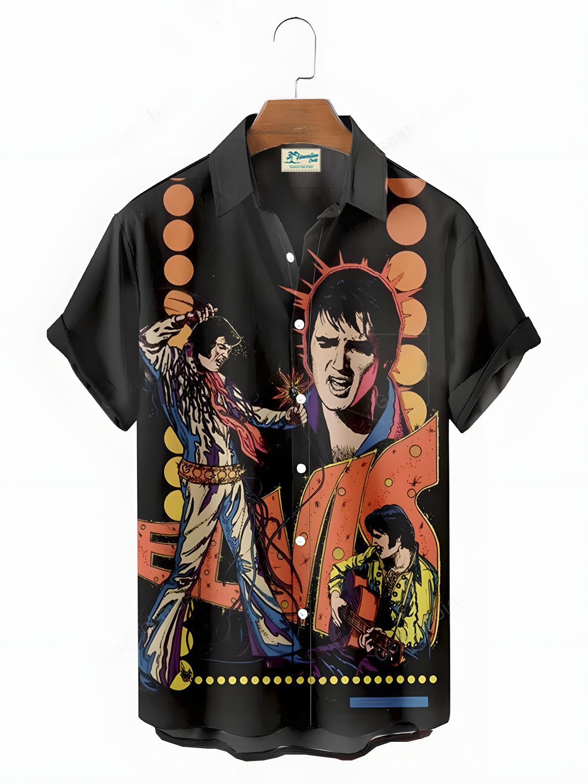 Royaura® Rock Band Button Pocket Short Sleeve Shirt Big & Tall