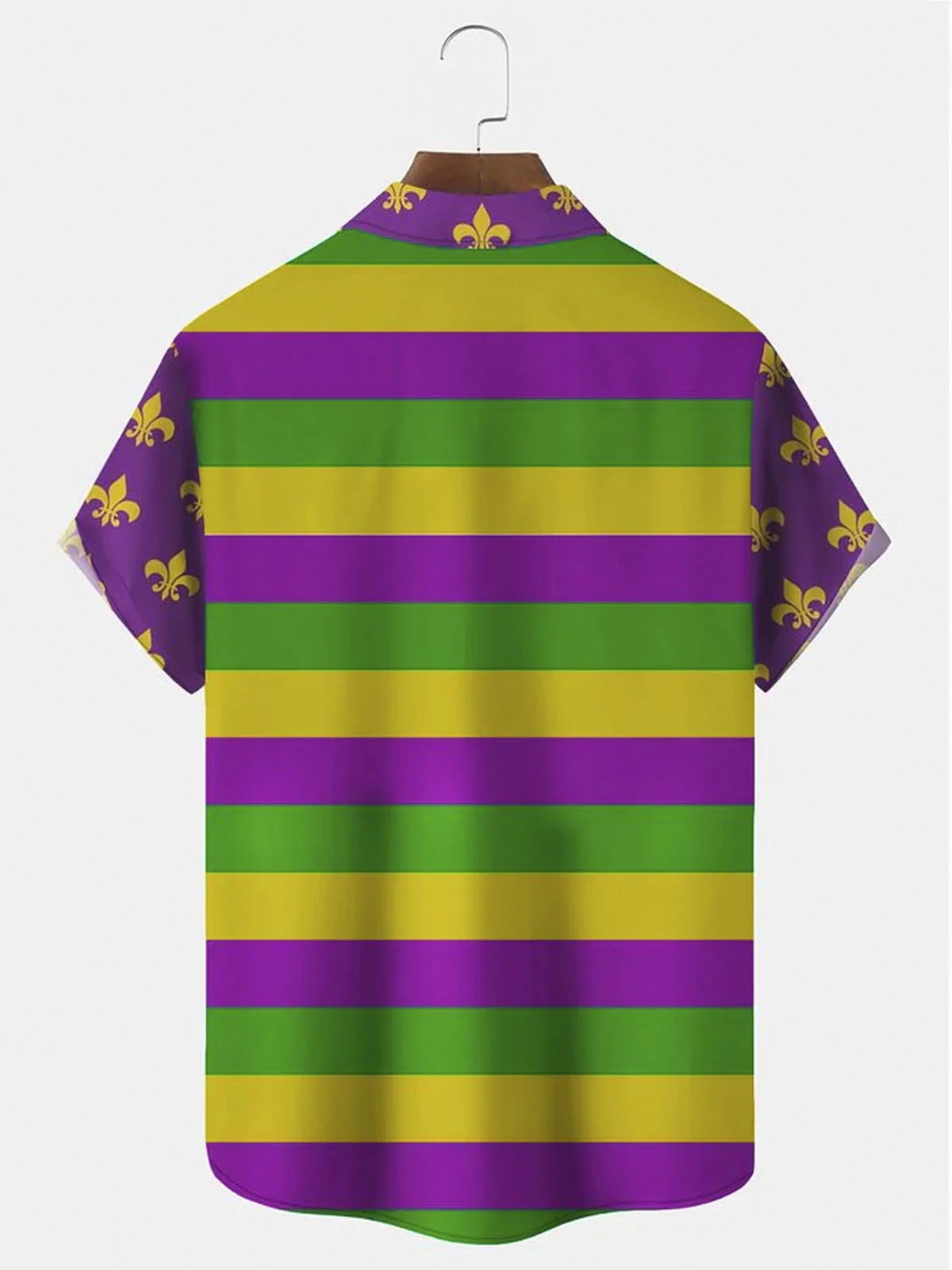 Royaura® Mardi Gras Bigfoot Parade Button Pocket Short Sleeve Shirt Big & Tall