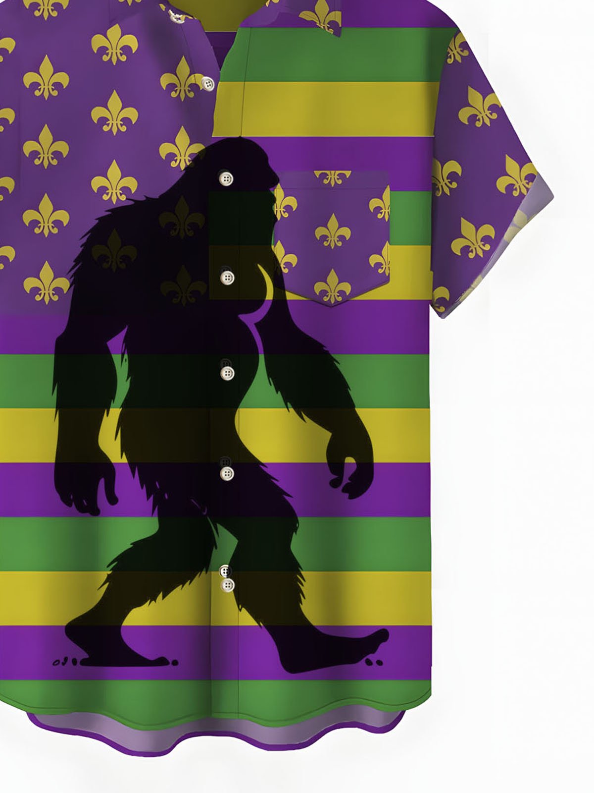 Royaura® Mardi Gras Bigfoot Parade Button Pocket Short Sleeve Shirt Big & Tall