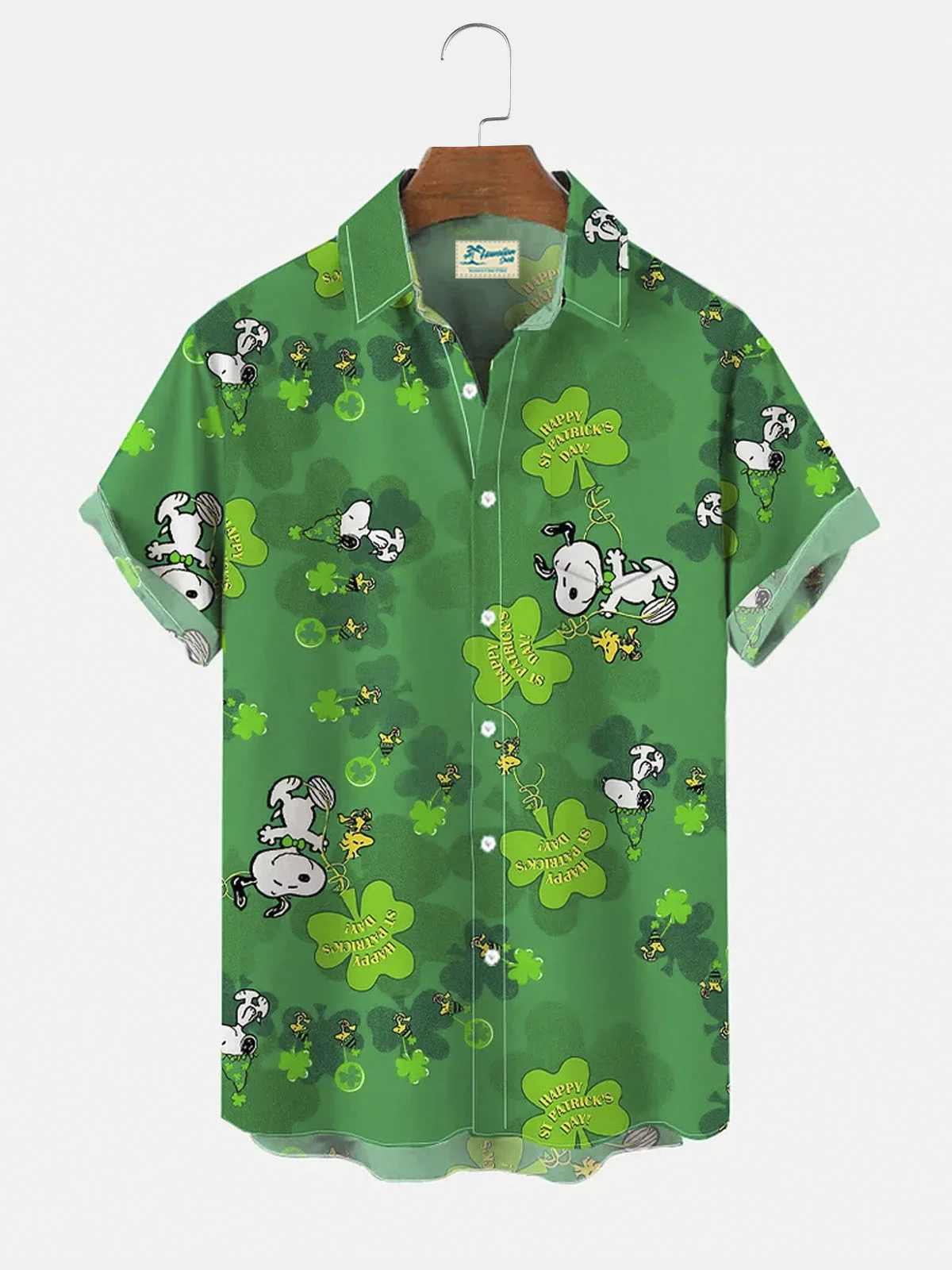 Royaura® St. Patrick's Shamrock Slippery Play Button Pocket Short Sleeve Shirt  Big & Tall