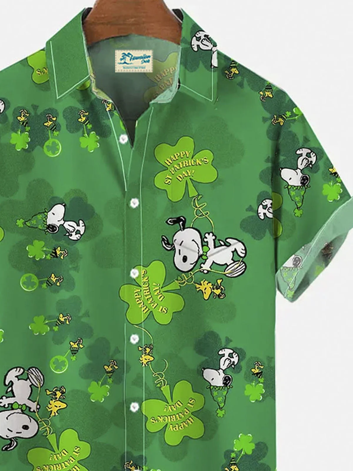 Royaura® St. Patrick's Shamrock Slippery Play Button Pocket Short Sleeve Shirt  Big & Tall