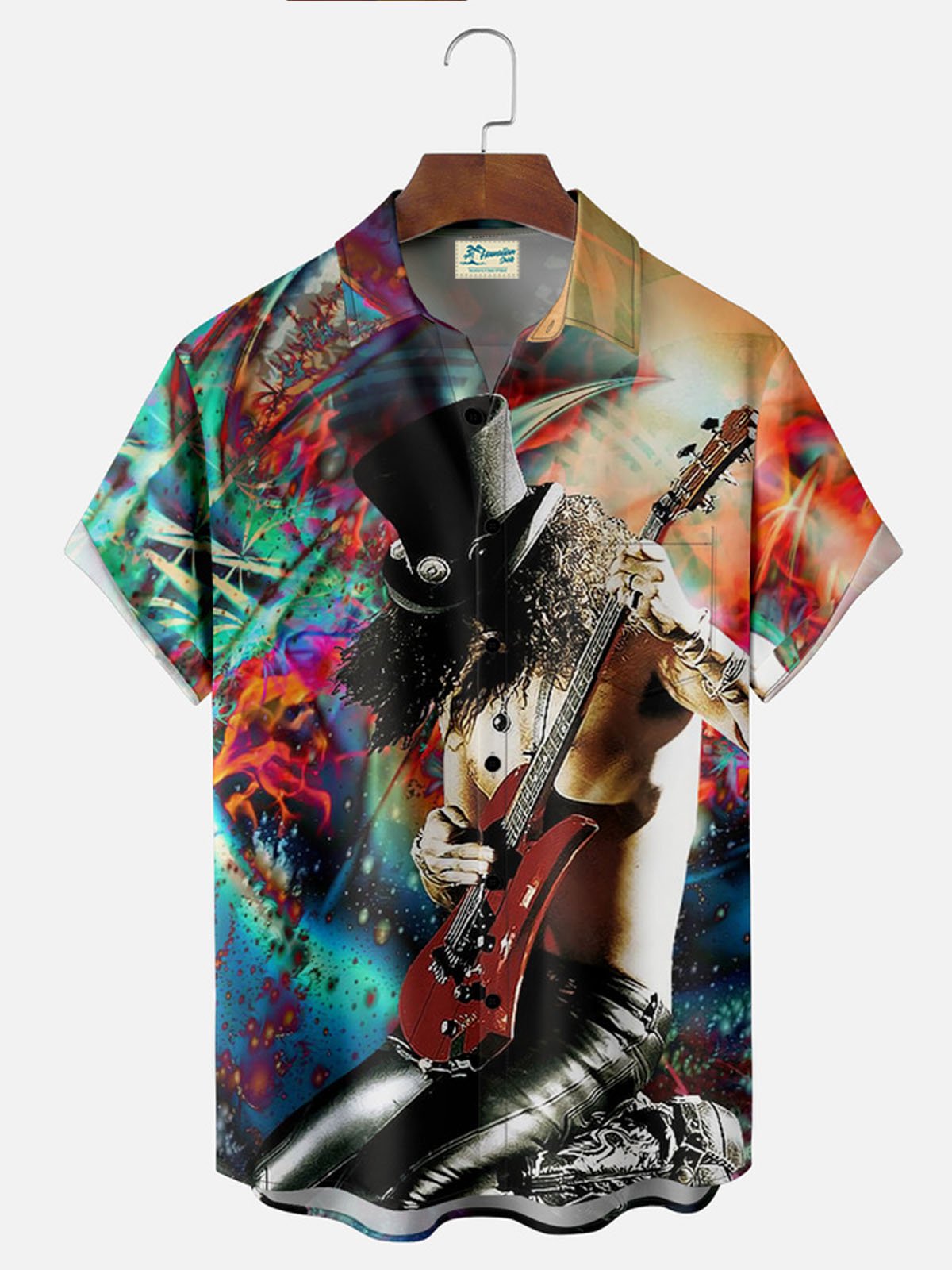 Royaura® Rock Guitar Button Pocket Short Sleeve Shirt Big & Tall