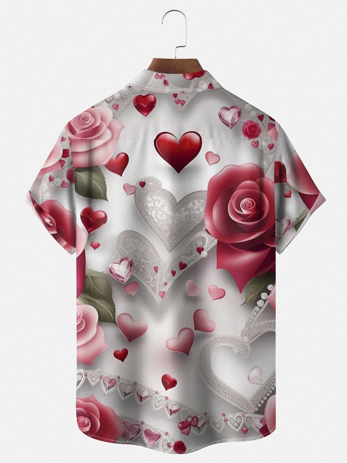 Royaura®Valentine's Day Bigfoot Floral Button Pocket Short Sleeve Shirt Big & Tall