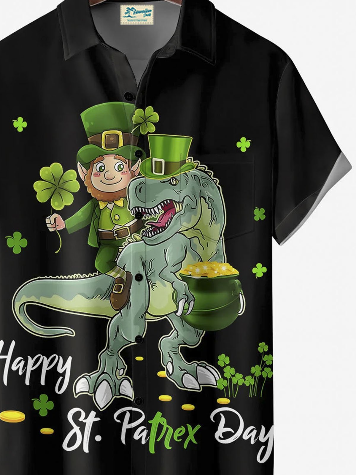 Royaura® St. Patrick's Dwarf Alligator Button Pocket Short Sleeve Shirt Big & Tall