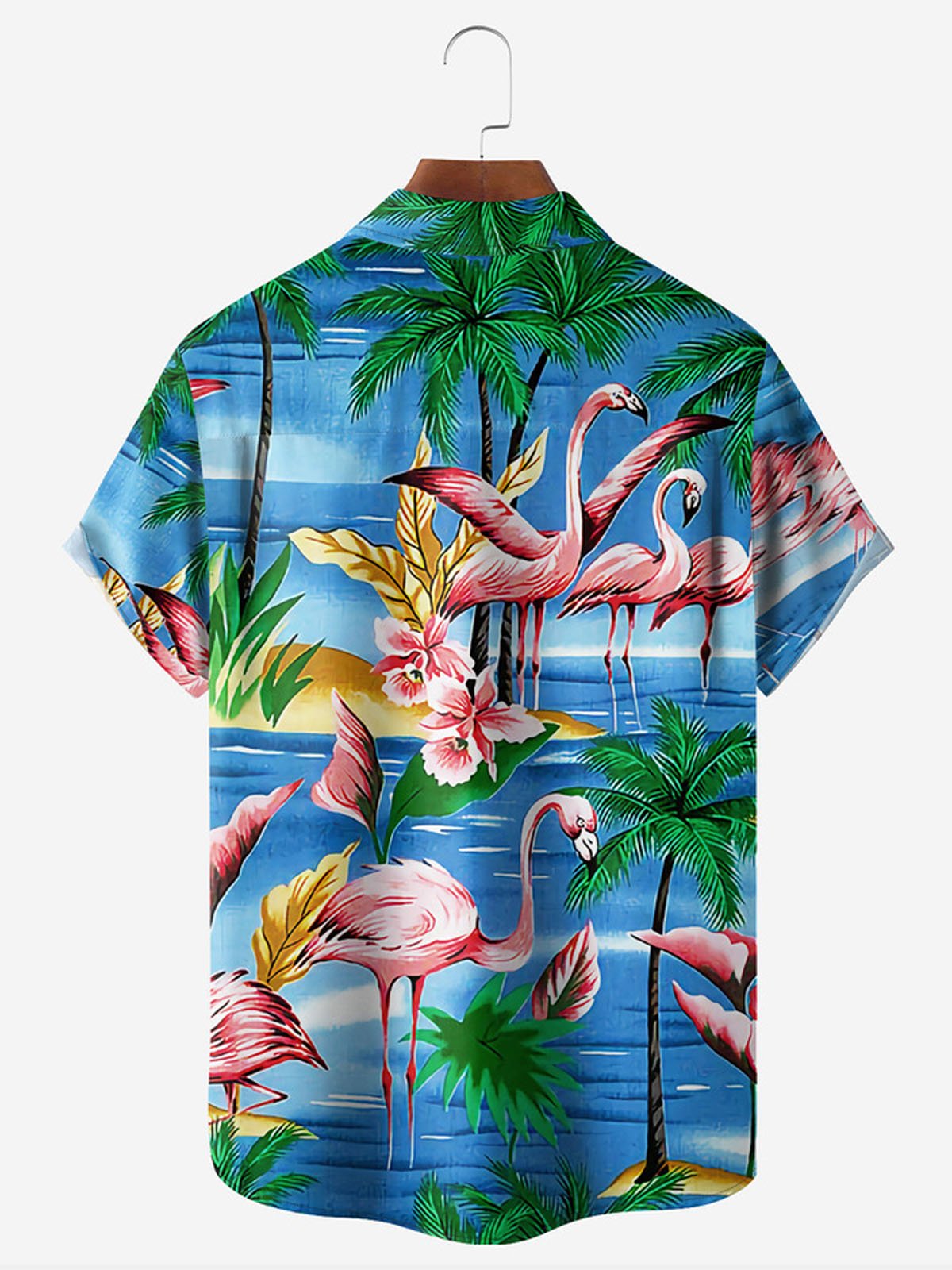 Royaura® Hawaiian Bigfoot Holding Flamingo Pocket Short Sleeve Shirt Big & Tall