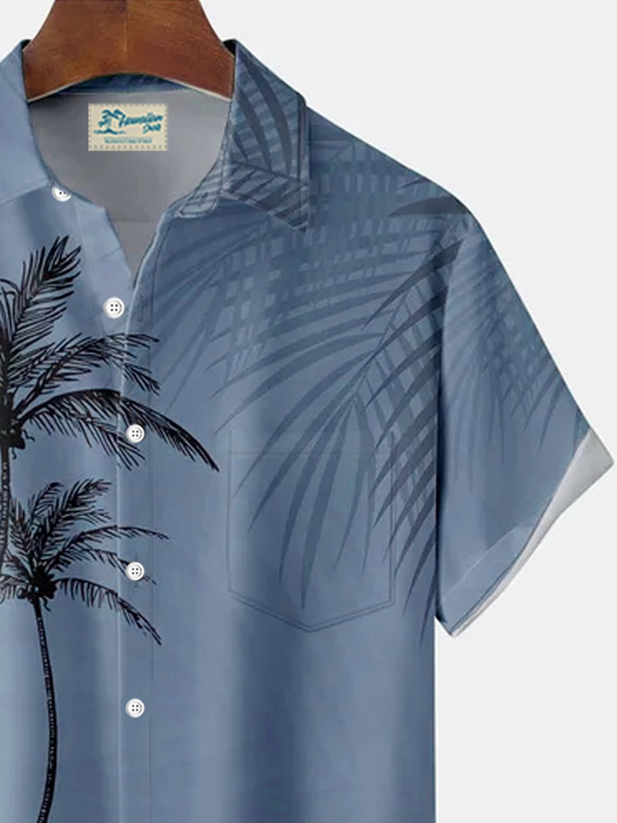 Royaura® Hawaiian Coconut Tree Plant Leaf Print Men's Button Pocket Short Sleeve Shirt Big & Tall