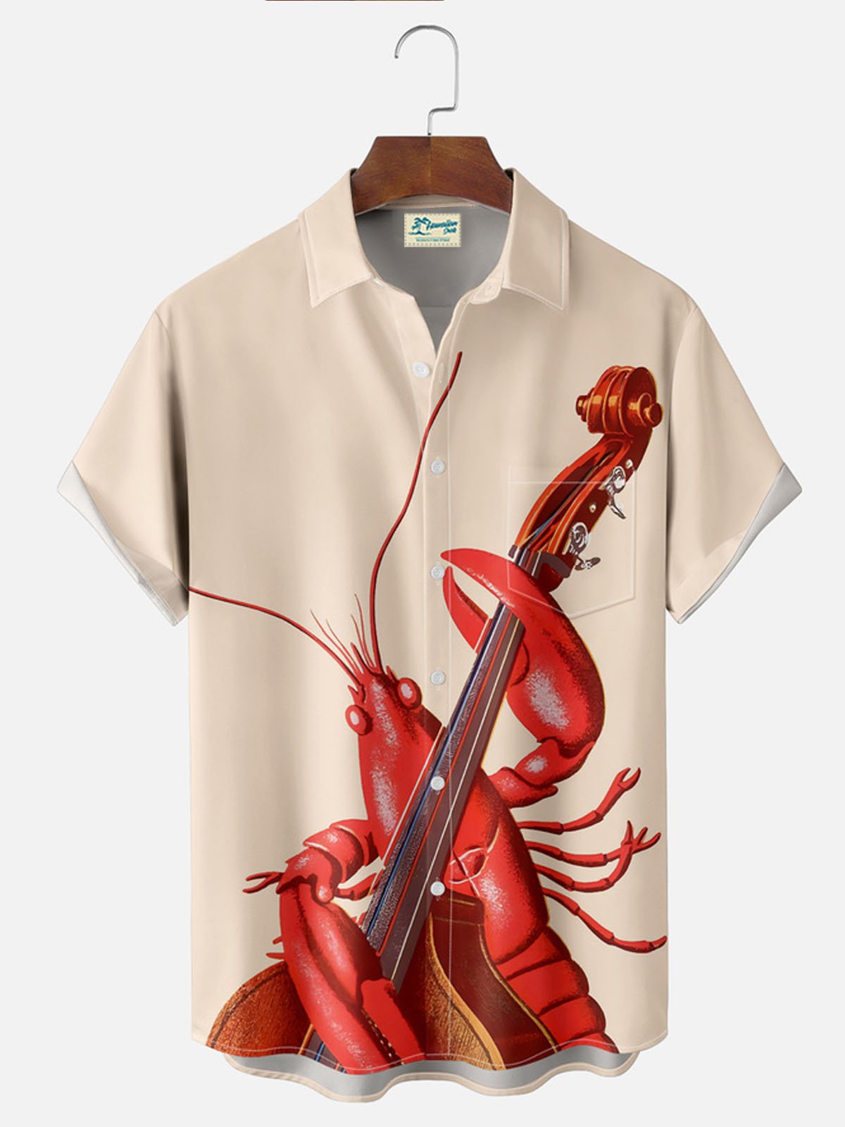 Royaura® Lobster Violin Button Pocket Short Sleeve Shirt Big & Tall