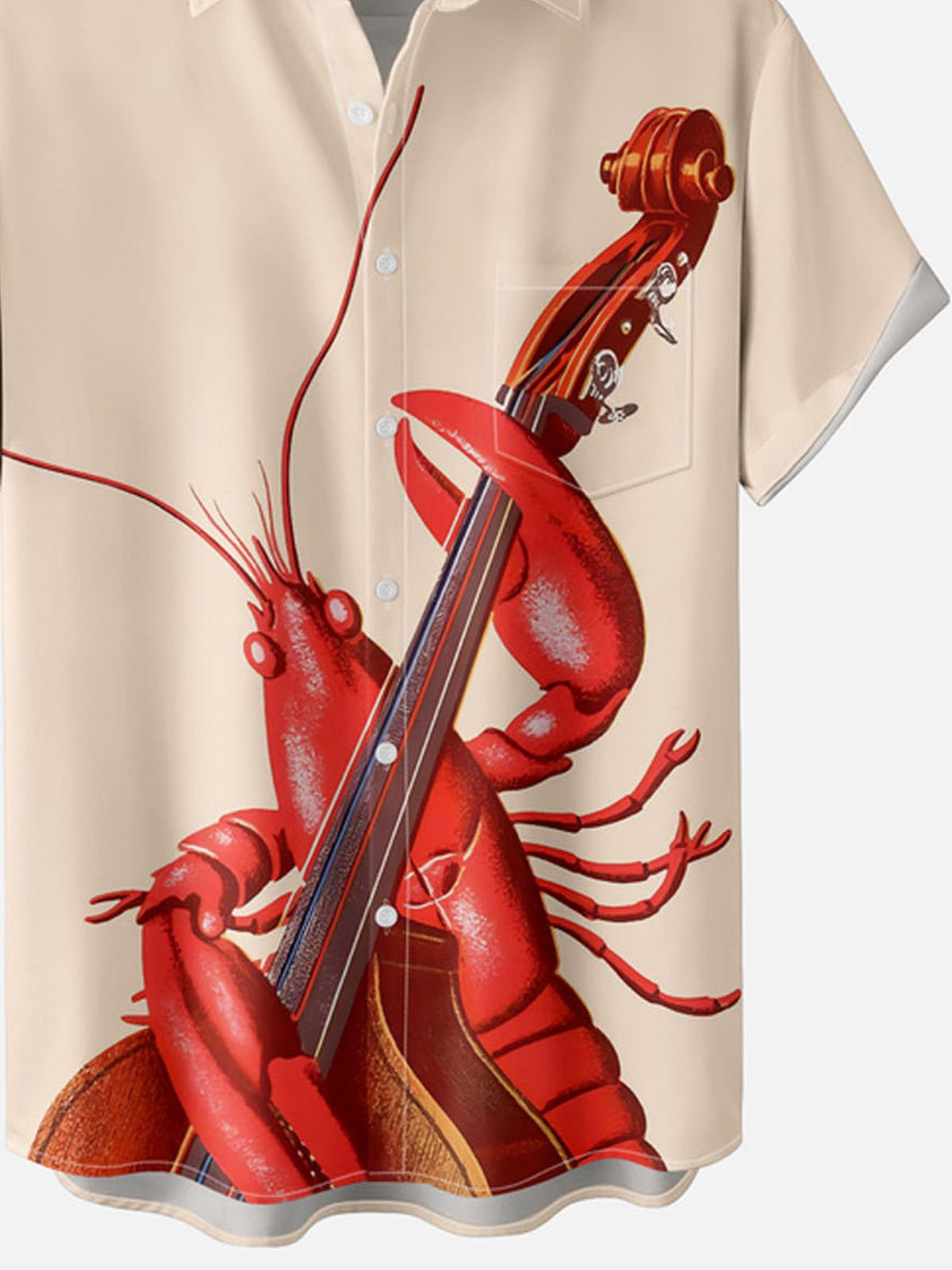 Royaura® Lobster Violin Button Pocket Short Sleeve Shirt Big & Tall