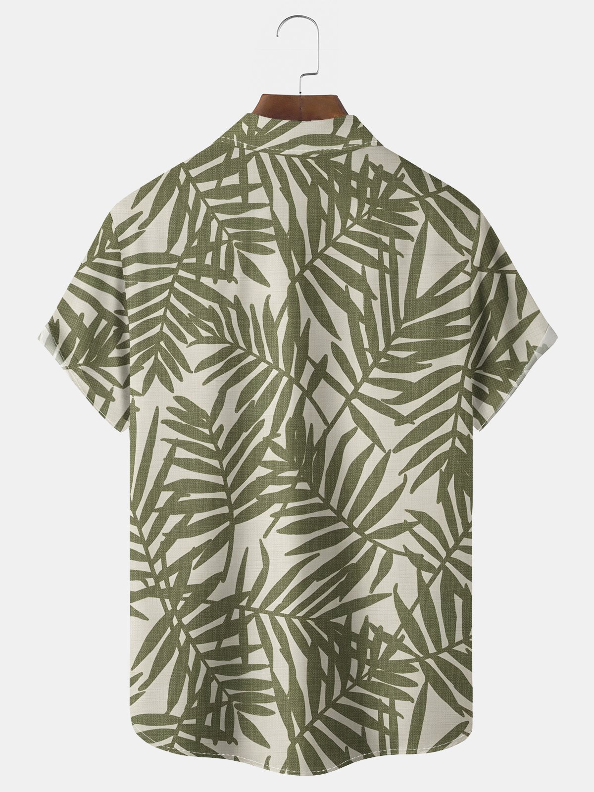 Royaura® Beach Vacation Men's Hawaiian Shirt Plant Palm Leaf Print Pocket Camping Shirt Big Tall