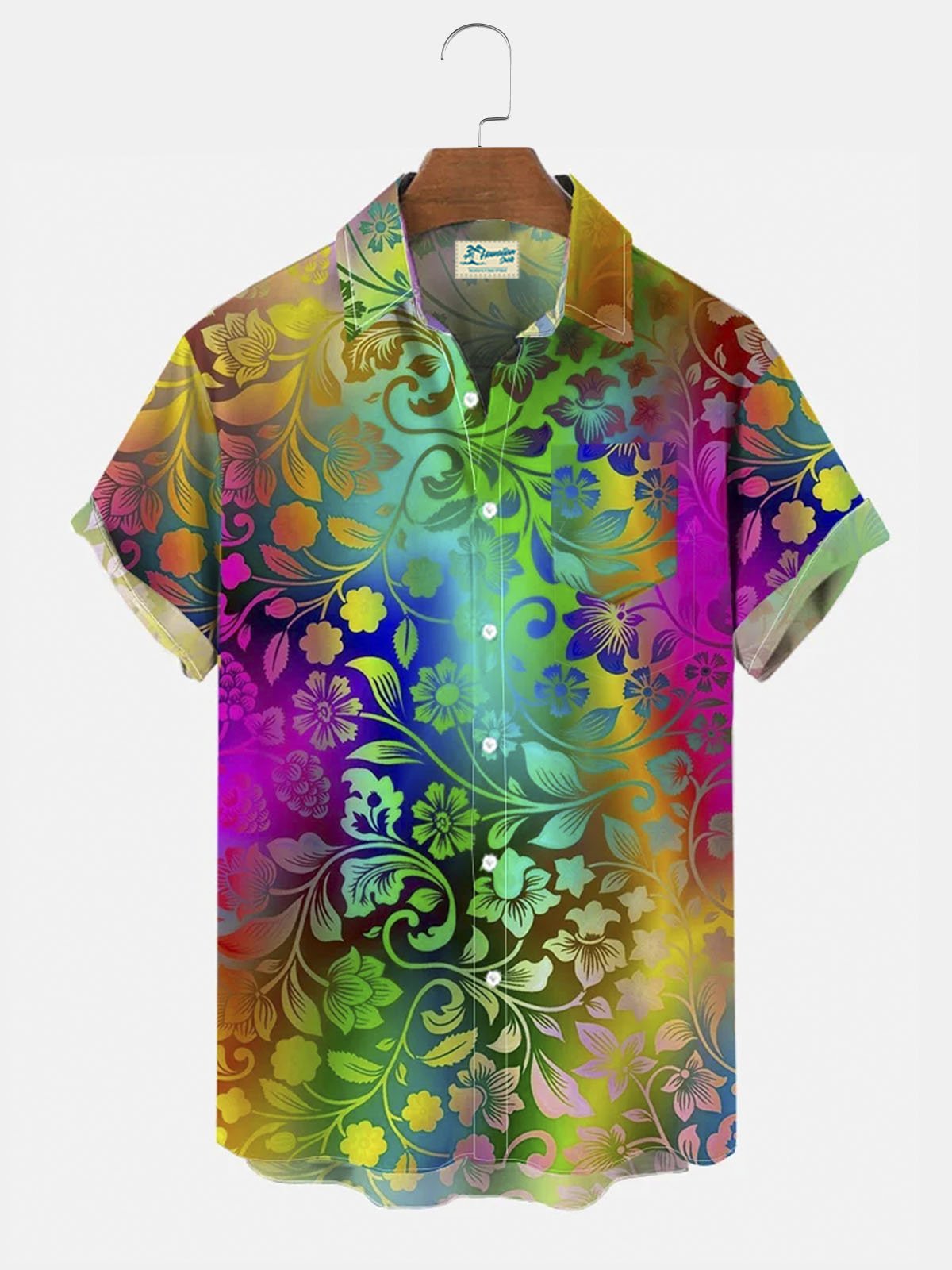 Royaura® Ombre Floral Button Pocket Short Sleeve Shirt Big & Tall