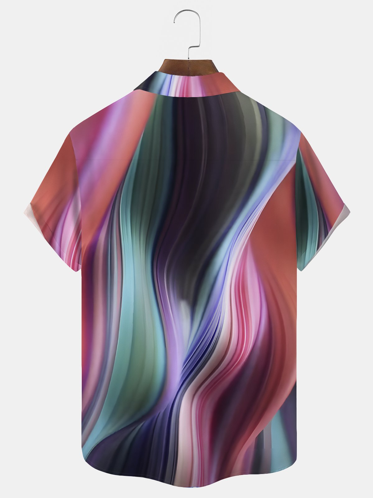 Royaura® Retro Gradient Art Abstract 3D Digital Printing Men's Button Pocket Short Sleeve Shirt Big & Tall