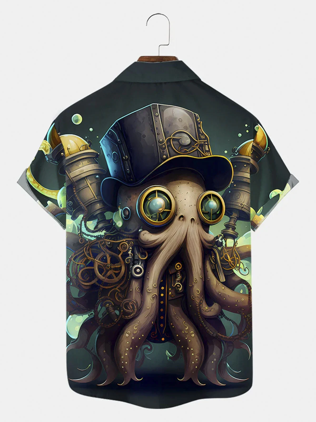 Royaura® Pirate Octopus Button Pocket Short Sleeve Shirt Big & Tall