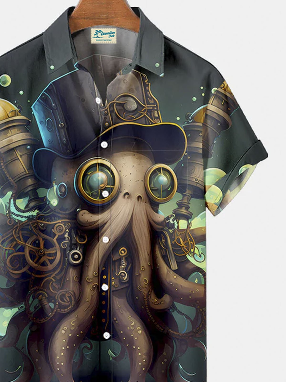 Royaura® Pirate Octopus Button Pocket Short Sleeve Shirt Big & Tall