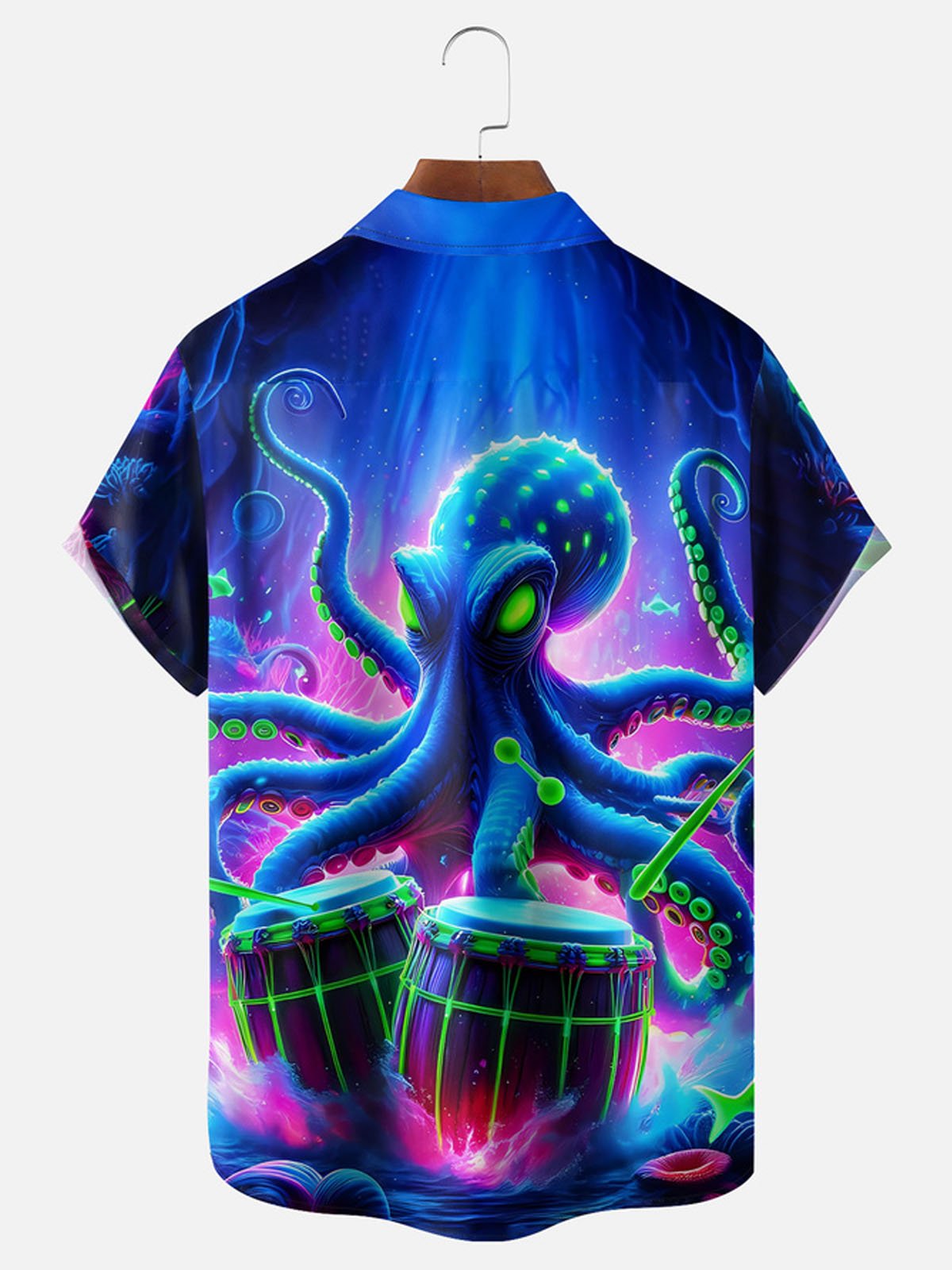 Royaura® Gradient Octopus Button Pocket Short Sleeve Shirt Big & Tall