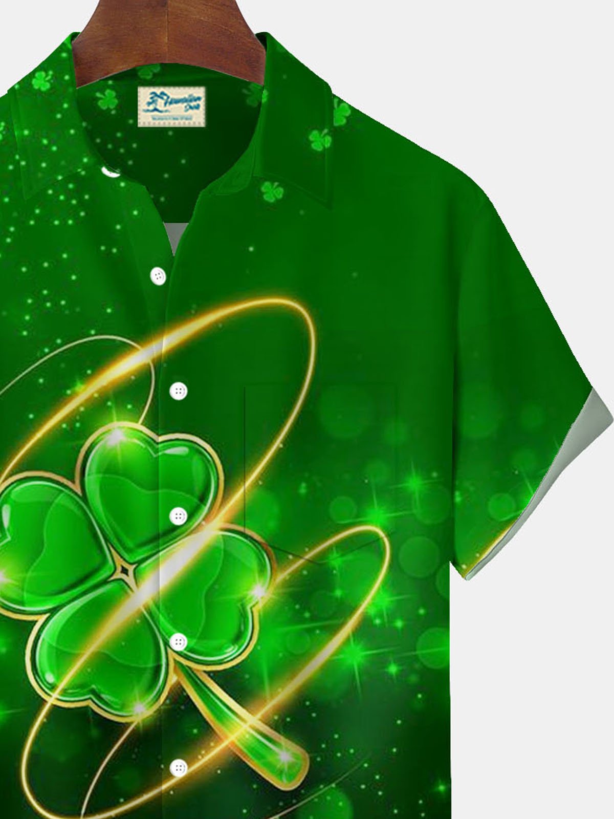 Royaura® St. Patrick's Day 3D Digital Printed Men's Button Pocket Short Sleeve Shirt Big & Tall