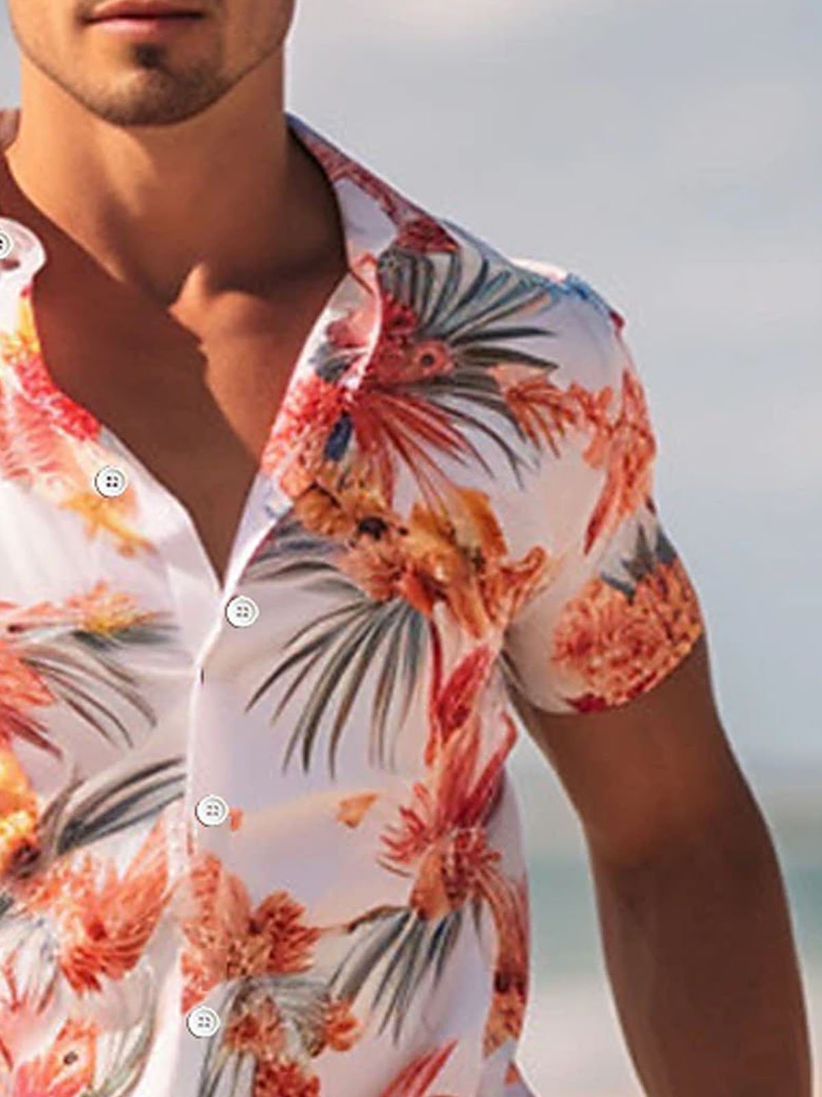 Royaura® Hawaiian Floral 3D Print Men's Button Pocket Short Sleeve Shirt Big & Tall