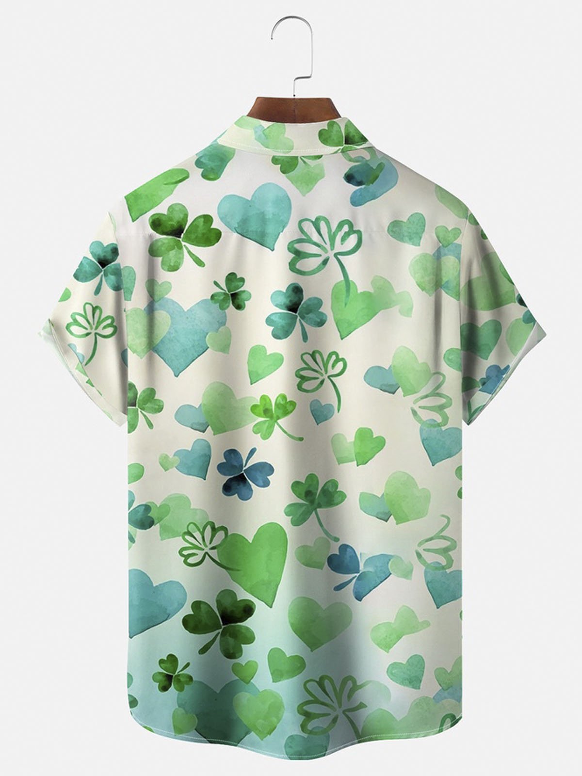 Royaura® St. Patrick's Shamrock Bowling Button Pocket Short Sleeve Shirt Big & Tall