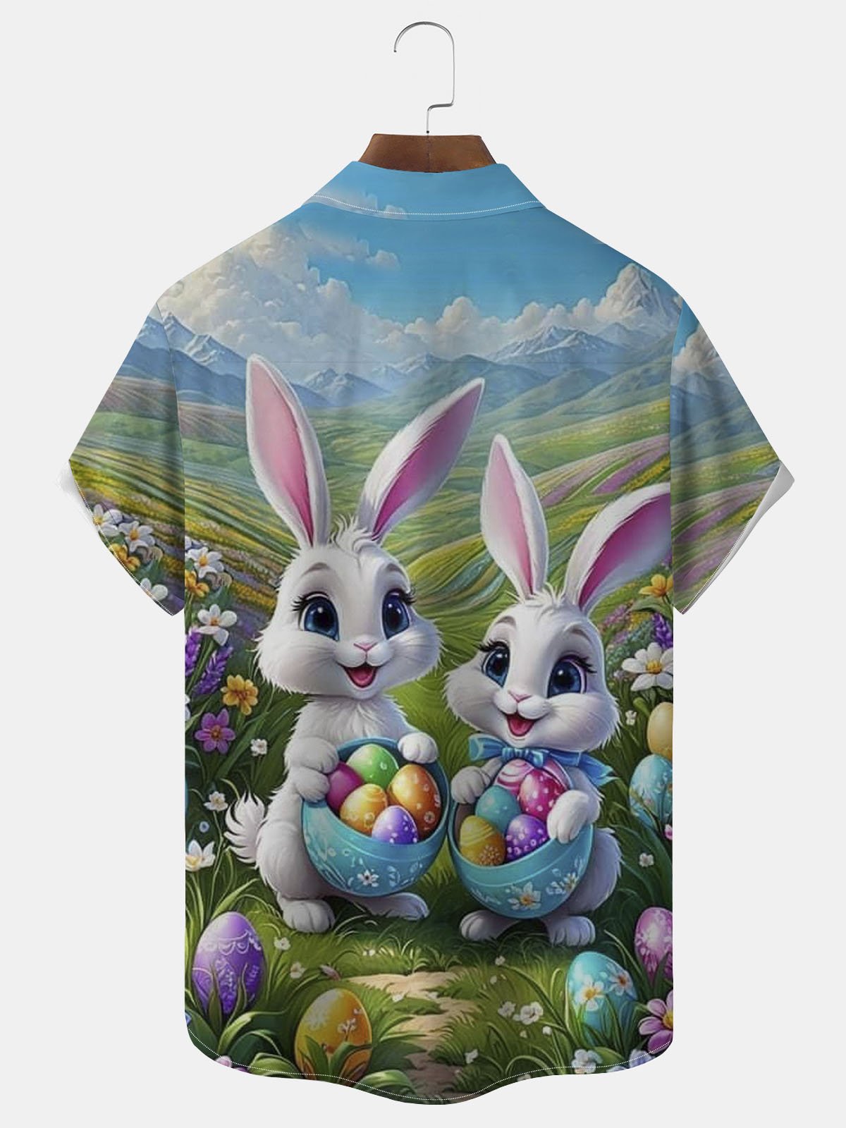 Royaura® Easter Bunny Button Pocket Short Sleeve Shirt Big & Tall