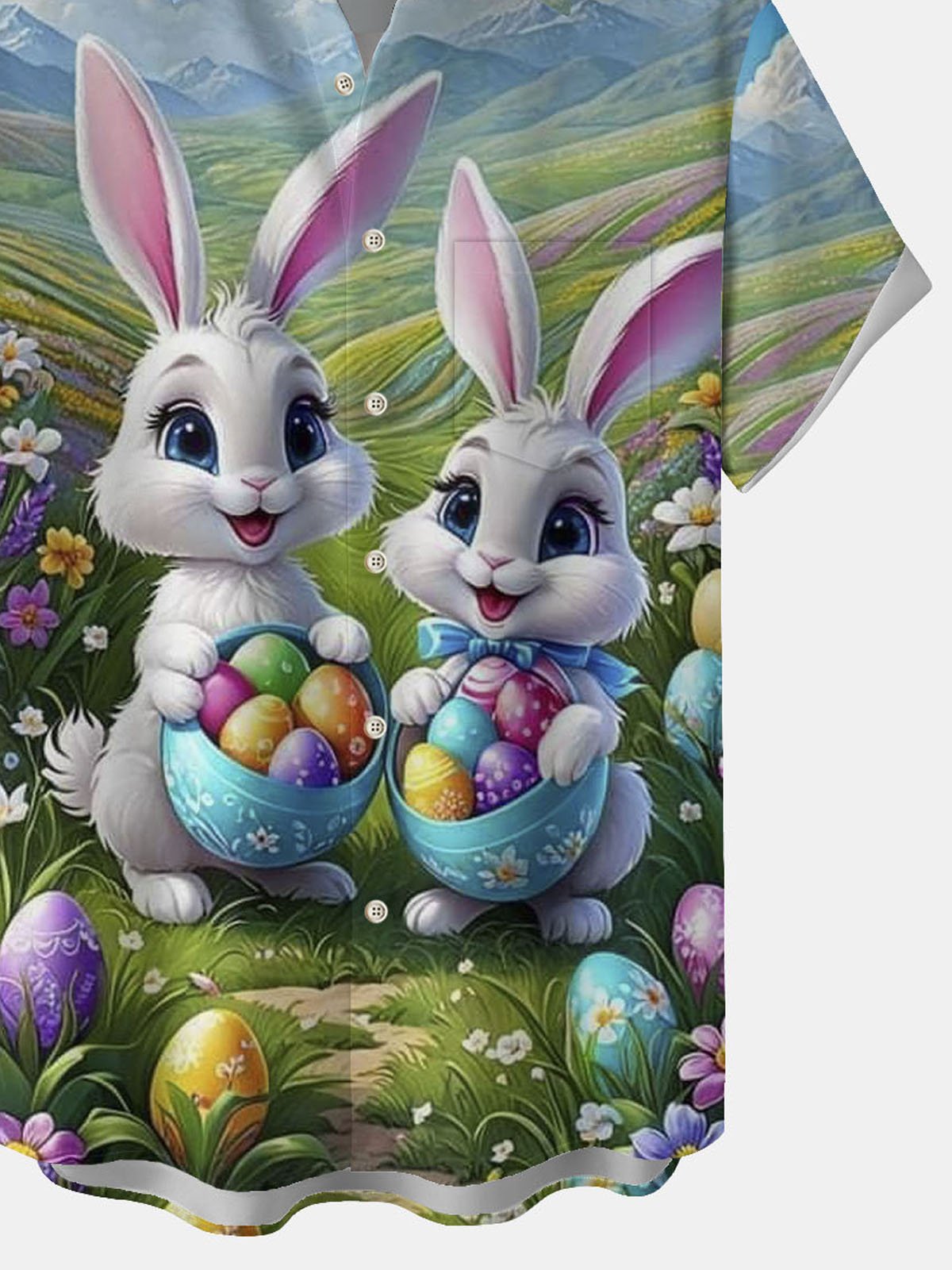 Royaura® Easter Bunny Button Pocket Short Sleeve Shirt Big & Tall