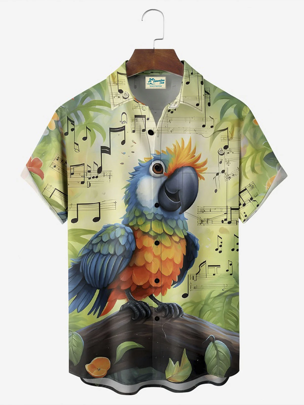 Royaura® Hawaiian Toucan Music Button Pocket Short Sleeve Shirt Big & Tall