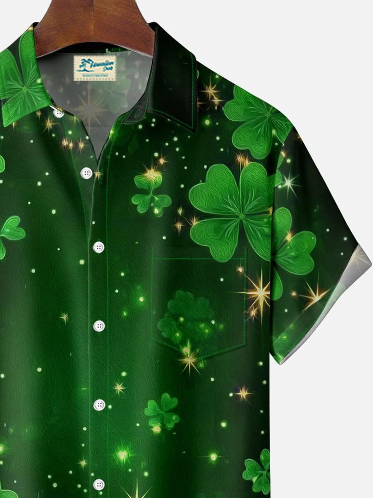 Royaura® St. Patrick's Day Print Men's Button Pocket Short Sleeve Shirt Big & Tall