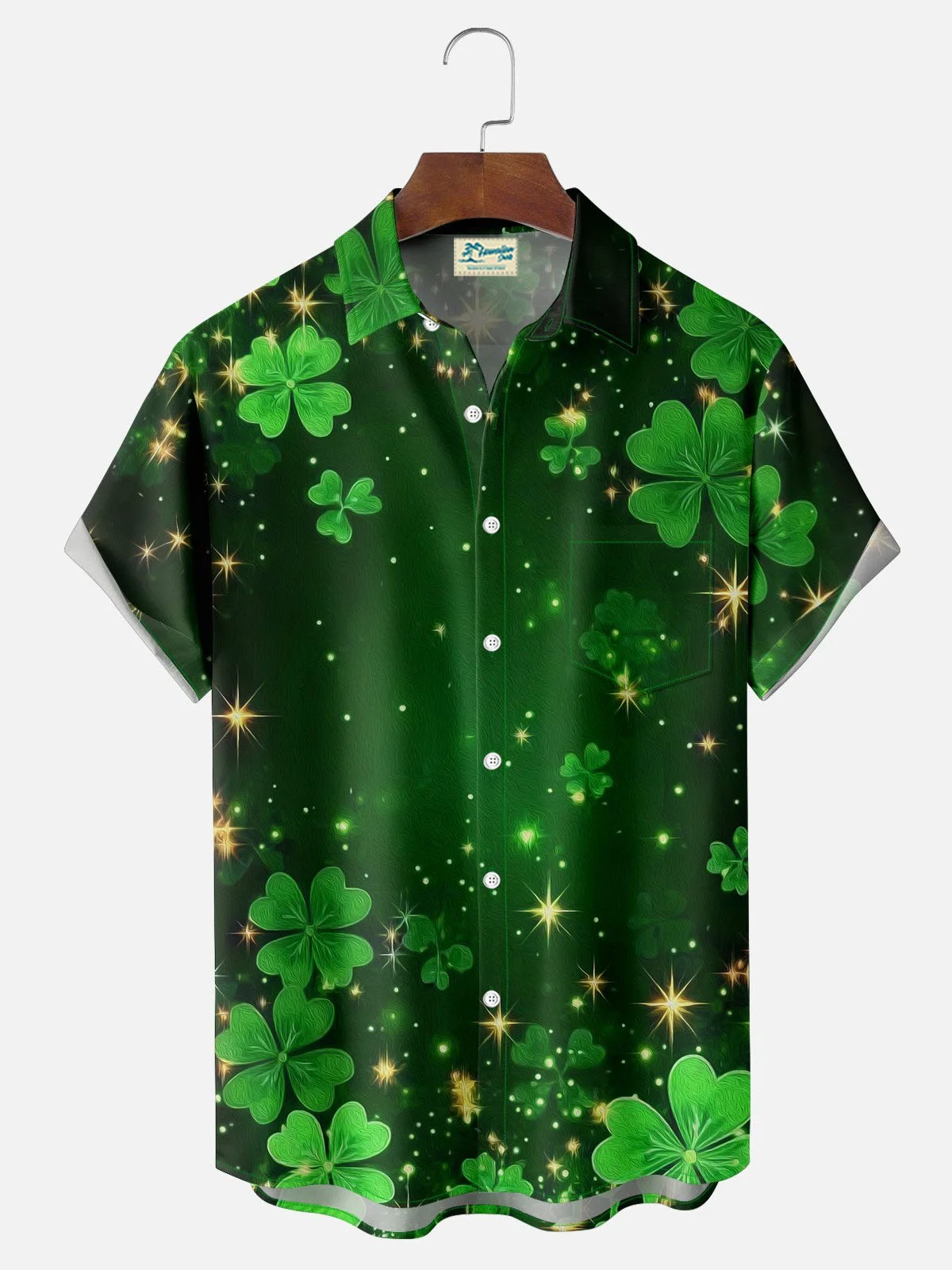 Royaura® St. Patrick's Day Print Men's Button Pocket Short Sleeve Shirt Big & Tall