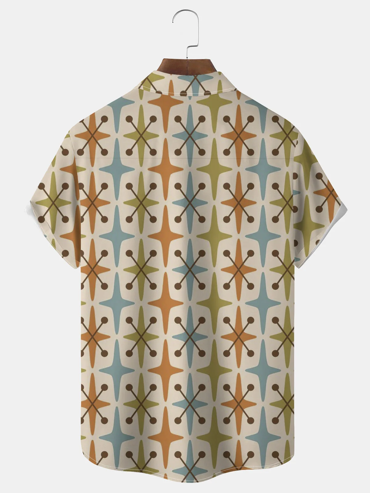 Royaura®Geometric print button pocket short sleeve shirt Big & Tall