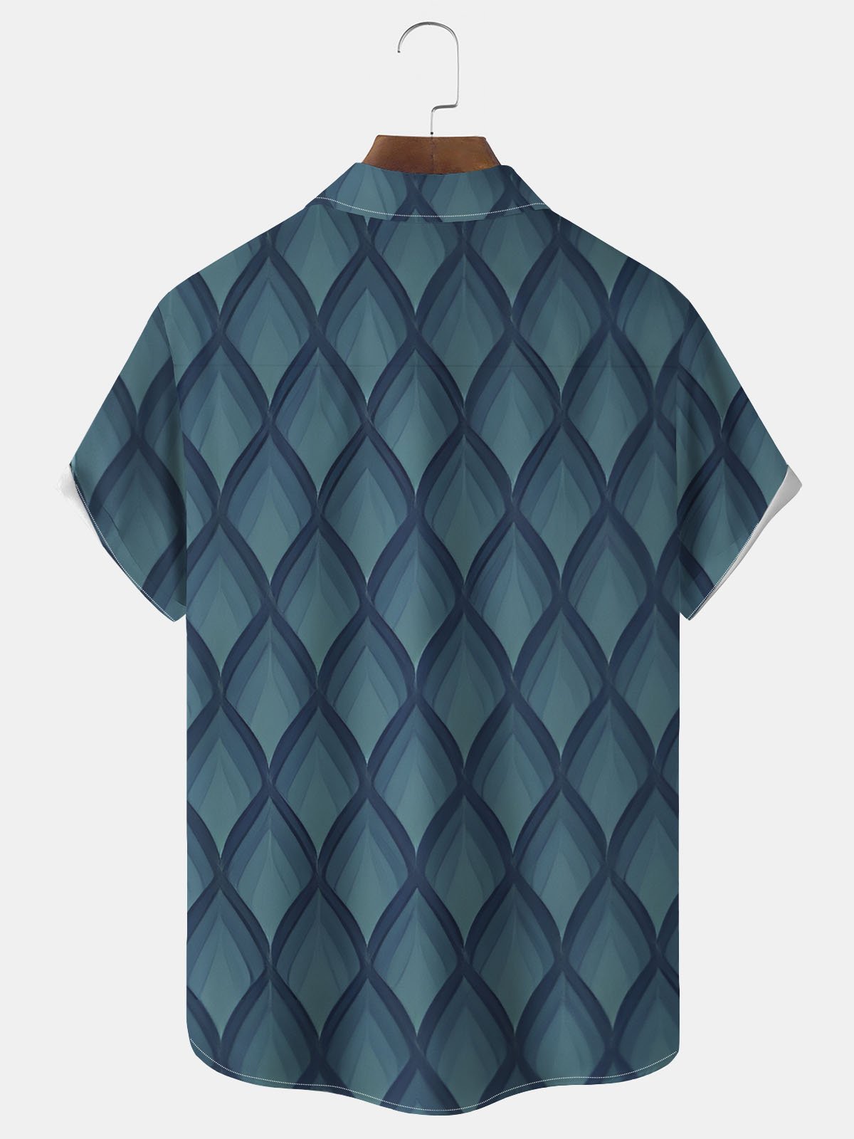 Royaura® Geometric Pattern Button Pocket Short Sleeve Shirt Big & Tall