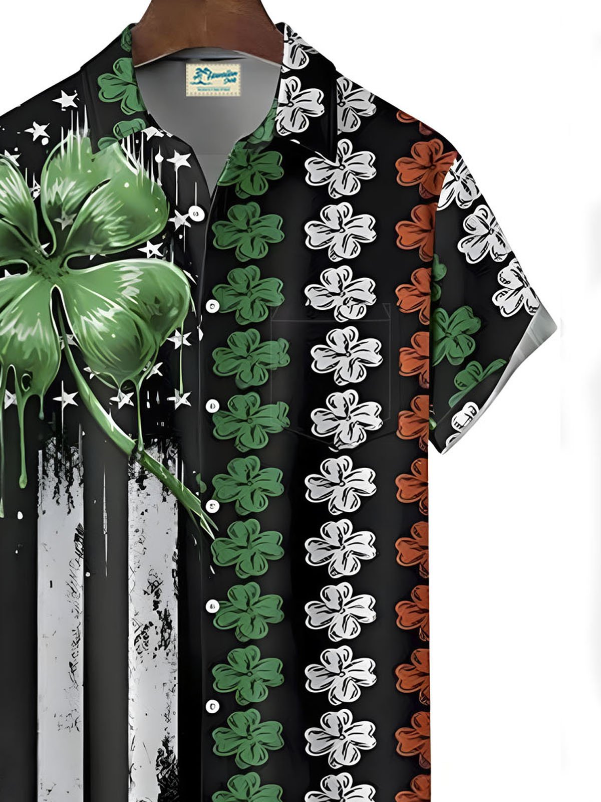 Royaura® St. Patrick's Shamrock Button Pocket Short Sleeve Shirt Big & Tall