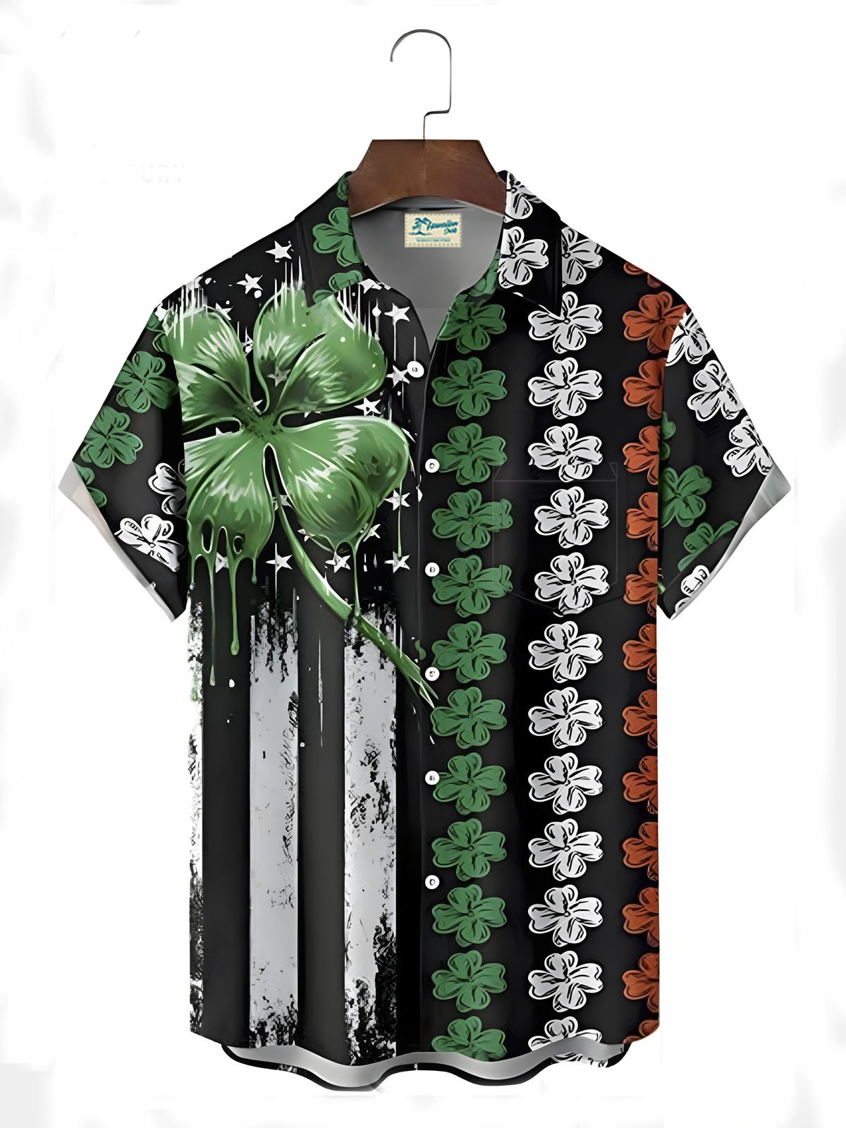 Royaura® St. Patrick's Shamrock Button Pocket Short Sleeve Shirt Big & Tall