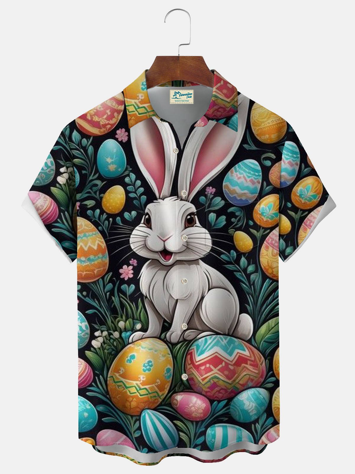 Royaura® Easter Bunny Button Pocket Short Sleeve Shirt Big & Tall