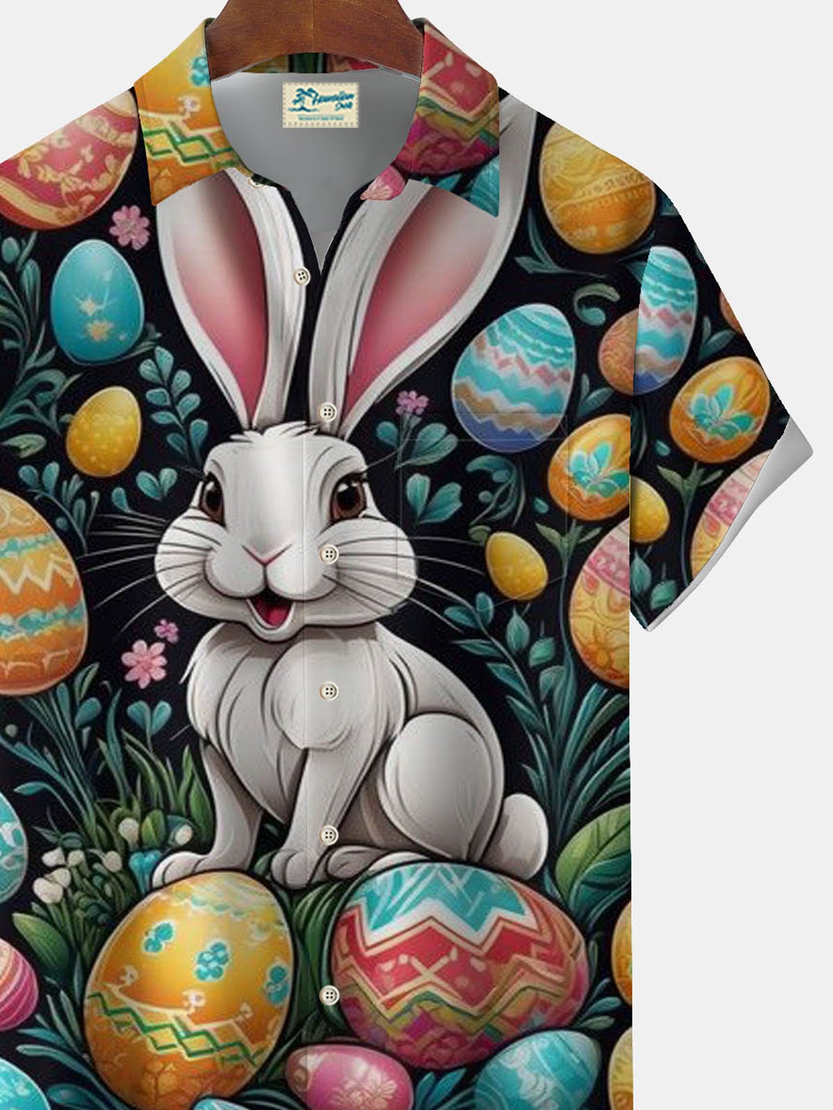 Royaura® Easter Bunny Button Pocket Short Sleeve Shirt Big & Tall