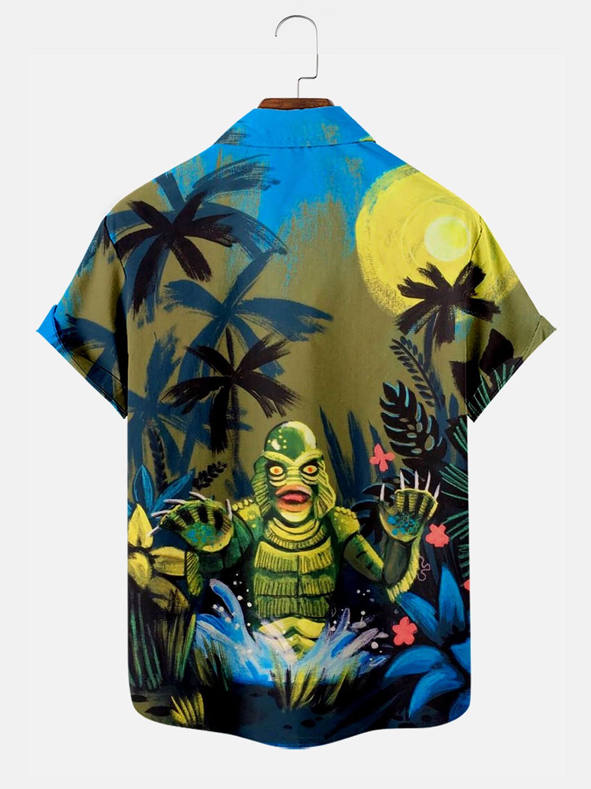 Royaura® Hawaiian Coconut Tree Alien Button Pocket Short Sleeve Shirt Big & Tall