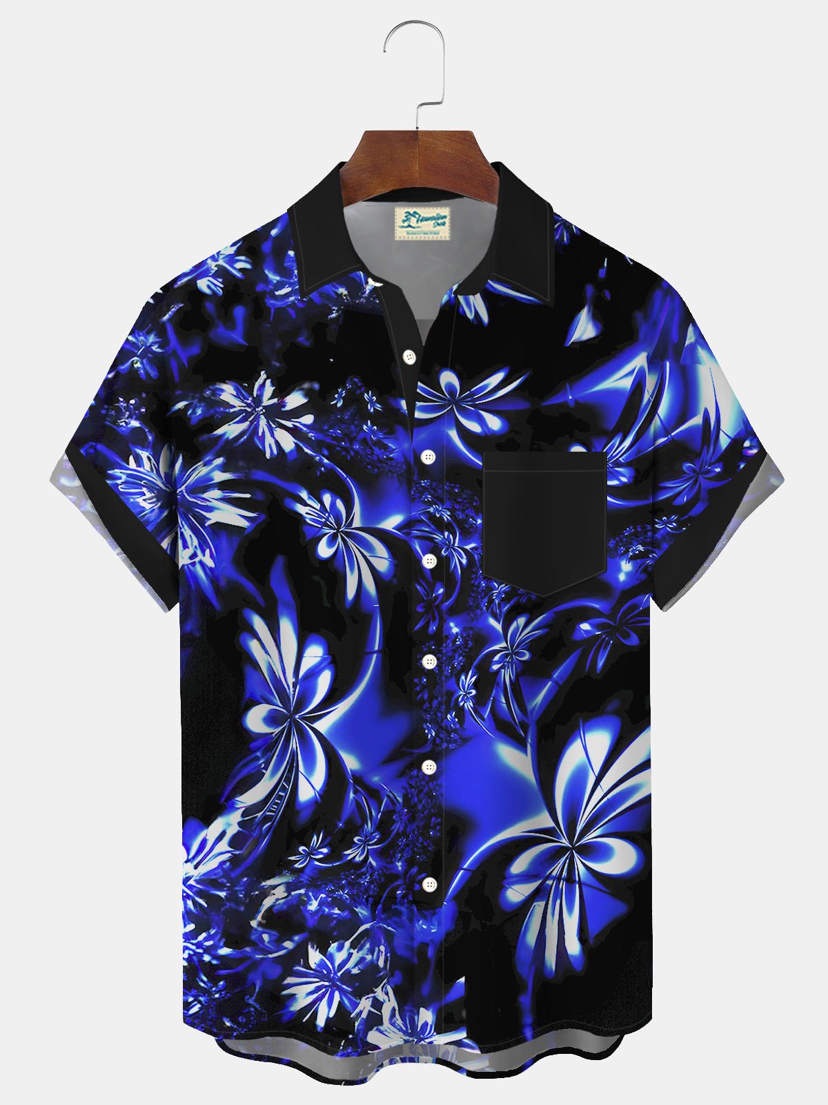 Royaura® Hawaiian Floral 3D Print Men's Button Pocket Short Sleeve Shirt