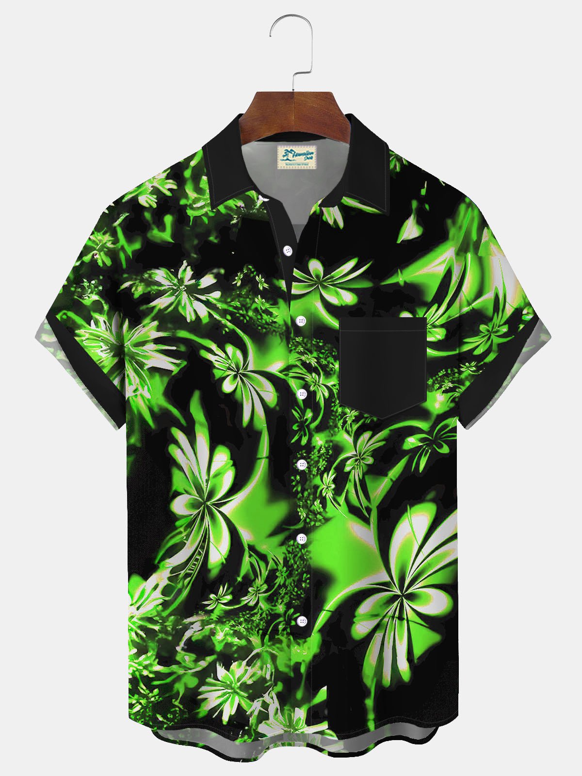 Royaura® Hawaiian Floral 3D Print Men's Button Pocket Short Sleeve Shirt