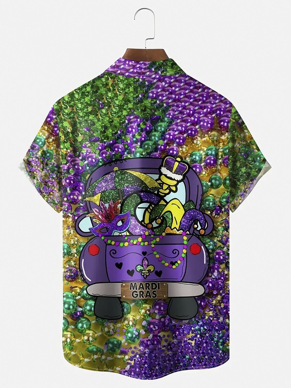 Royaura® Mardi Gras Pearl Parade Button Pocket Short Sleeve Shirt Big & Tall