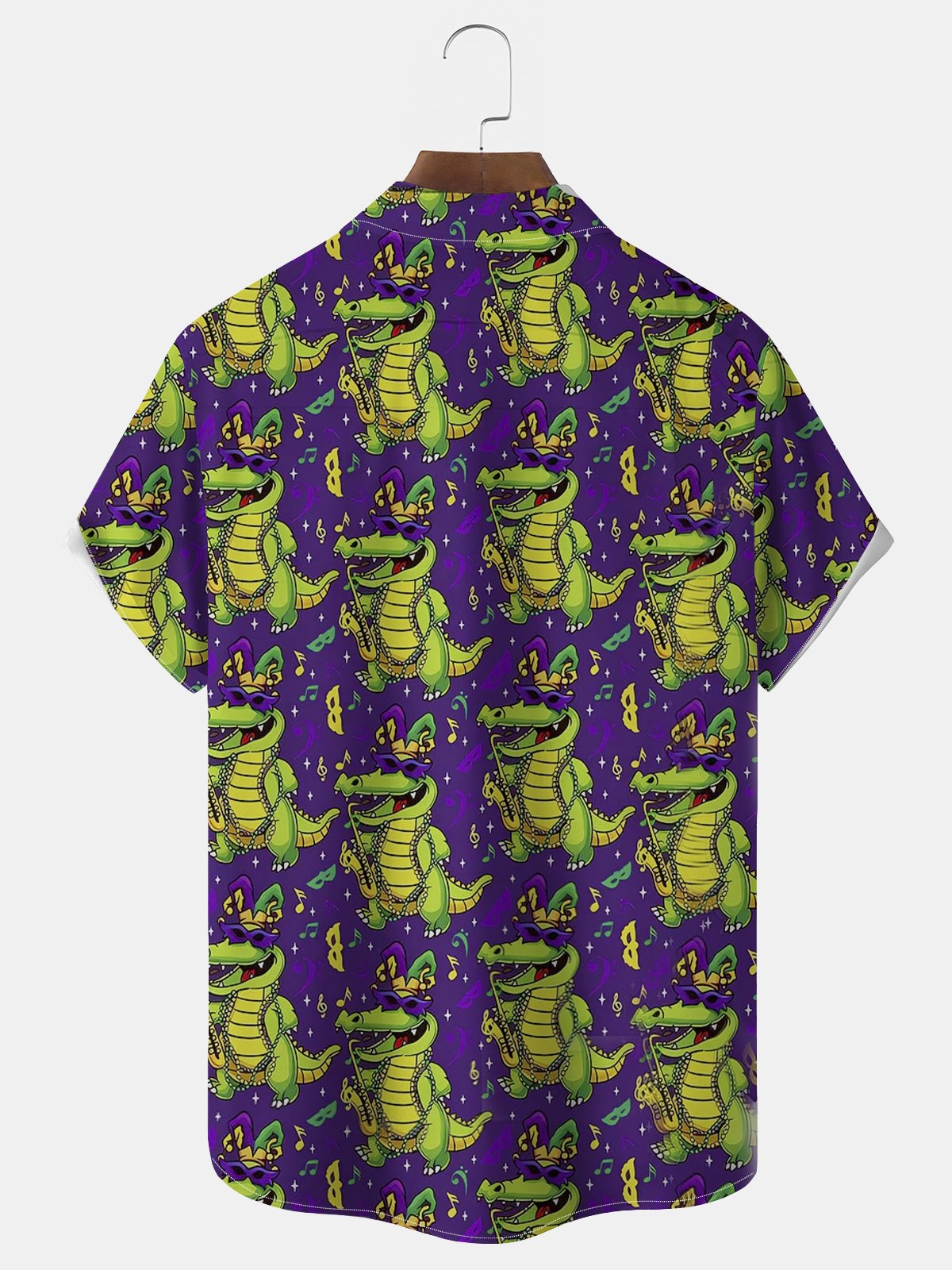 Royaura® Mardi Gras Dinosaur Button Pocket Short Sleeve Shirt  Big & Tall