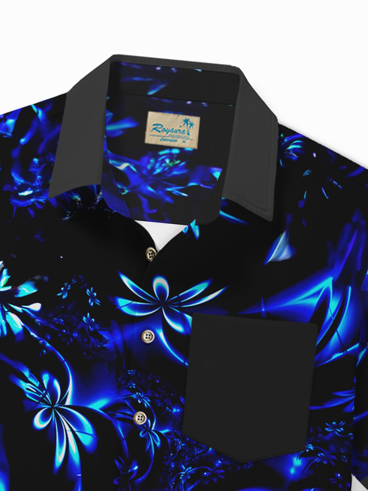 Royaura® Hawaiian Floral 3D Print Men's Button Pocket Short Sleeve Shirt