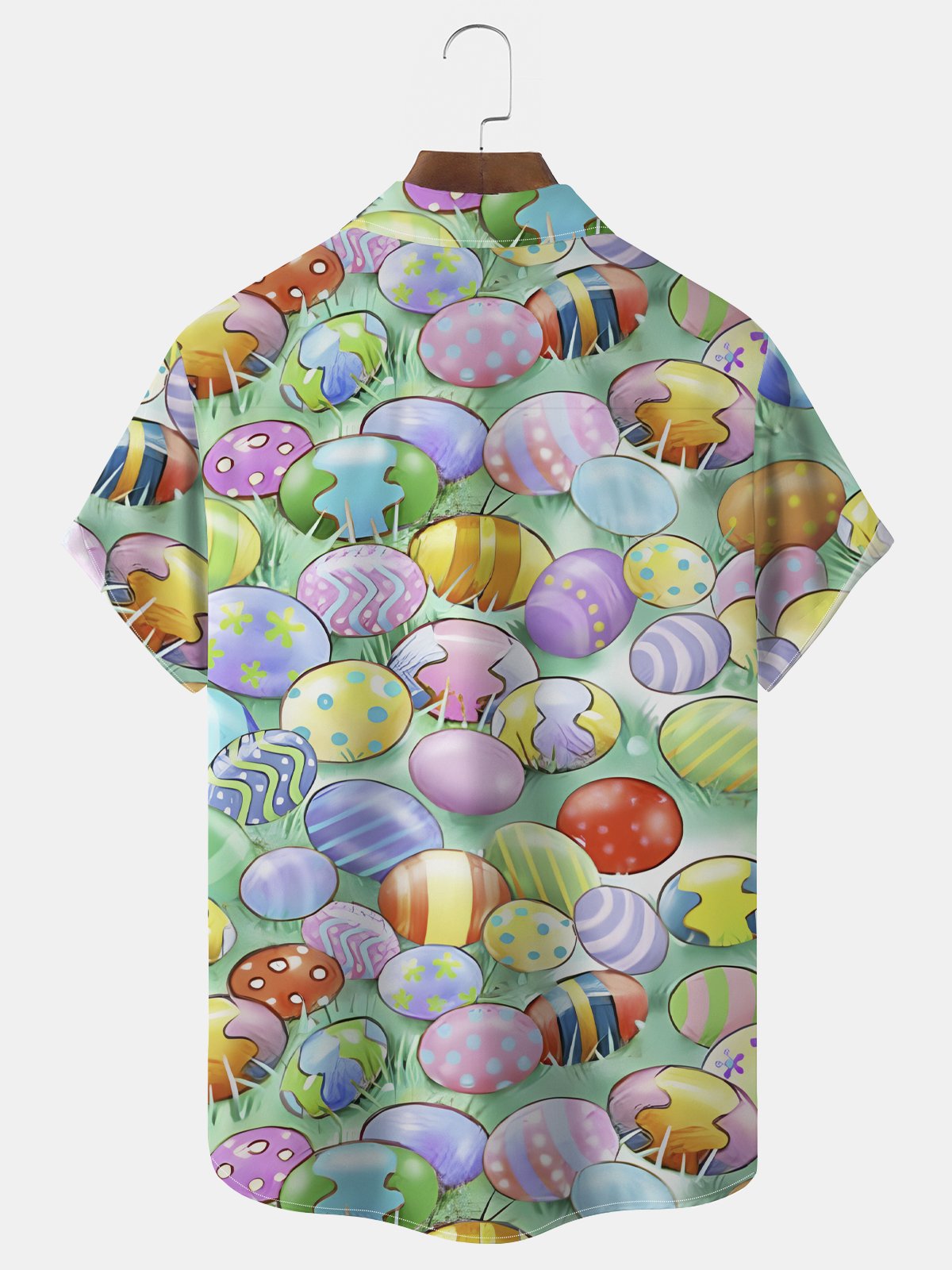 Royaura® Easter Egg Print Men's Chest Pocket Stretch Hawaiian Shirt Big Tall